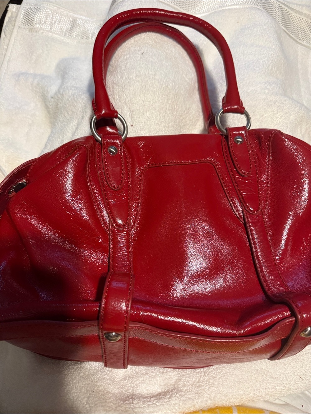 Michael Kors Glossy Red Leather Shoulder Bag